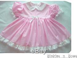 Adult Baby Sissy Baby Blushes PINK Dress Binkies n Bows