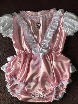 Adult Baby Sissy Baby Pink AND white Romper / Playsuit up to 52 Chest