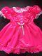 Adult Baby Sissy Bright Pink Noisy Waterproof Short Dress Up To 42 Chest