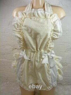 Adult Baby Sissy Broderie Anglais Cream Romper Sun Suit Dungarees Fancy Dress