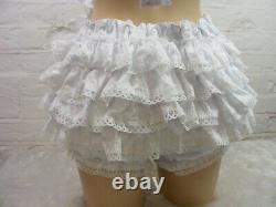 Adult Baby Sissy Broderie Anglais White Romper Sun Suit Dungarees Fancy Dress