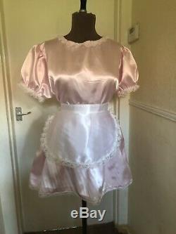 Adult Baby Sissy Dress Maid Dress Pink DOUBLE LAYERS Chest 40-42 Made To Order