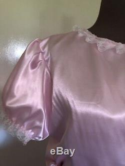 Adult Baby Sissy Dress Maid Dress Pink DOUBLE LAYERS Chest 40-42 Made To Order