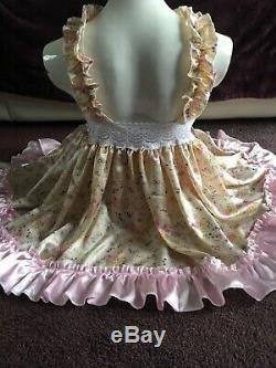 Adult Baby Sissy Floral Satin And Lace Baby Doll Dress