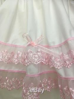 Adult Baby Sissy Frilly Cotton Romper Dress Fitted Petticoat abdl fancy cosplay