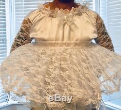 Adult Baby Sissy Frilly Satin Romper Dress Fitted Petticoat abdl fancy cosplay