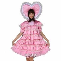 Adult Baby Sissy Girl Maid Satin Big Heart Crossdress Dress Cosplay Costumes