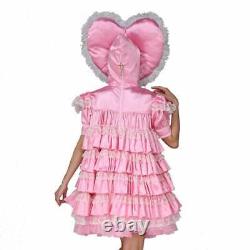 Adult Baby Sissy Girl Maid Satin Big Heart Crossdress Dress Cosplay Costumes