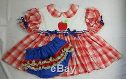 Adult Baby Sissy Littles ABDL Back to School Red Check Apple Dress Set