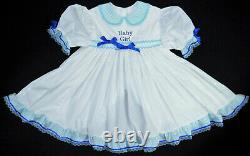 Adult Baby Sissy Littles ABDL Blue Gingham BABY GIRL embroidered Dress Set BnB