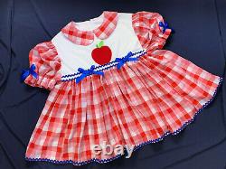 Adult Baby Sissy Littles ABDL Jumbo RED Check APPLE Dress Set Custom Made BnB