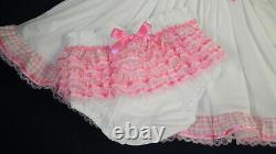 Adult Baby Sissy Littles ABDL Pink Gingham BABY GIRL embroidered Dress Set BnB