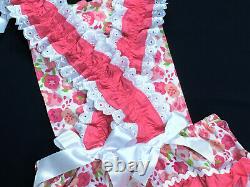 Adult Baby Sissy Littles Dress UP SPRING FLOWER ROMPER Binkies n Bows