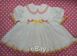 Adult Baby Sissy Littles NEW White BIRTHDAY CAKE DOUBLE CUTIE COLLAR Dress Set
