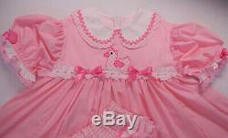 Adult Baby Sissy Littles Pink Ducky Gingham DOUBLE CUTIE COLLAR Dress Set
