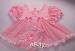 Adult Baby Sissy Littles Pink Ducky Gingham DOUBLE CUTIE COLLAR Dress Set
