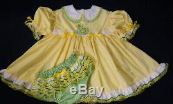 Adult Baby Sissy Littles Yellow n Green Gingham DOUBLE CUTIE COLLAR Dress Set