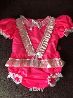 Adult Baby Sissy Lockable Romper Pink Waterproof / Playsuit up to 46 Chest
