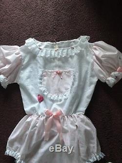 Adult Baby Sissy Lockable Romper Pink & white / Playsuit up to 46 Chest