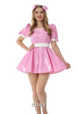 Adult Baby Sissy Maid PVC Lockable Vinyl Mini Dress cosplay costume Tailor-made
