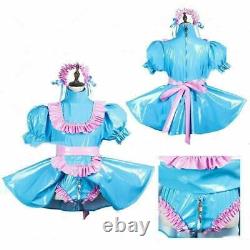 Adult Baby Sissy Maid PVC Vinyl Mini Lockable Dress cosplay costume Tailor-made