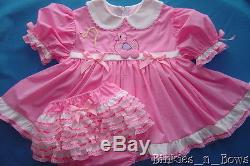 Adult Baby Sissy PINK Pull Toy Ducky Dress Set Binkies n Bows