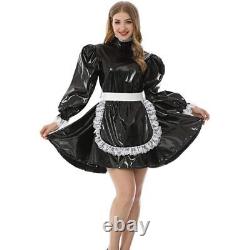 Adult Baby Sissy PVC Lockable Lantern sleeve Dress cosplay costume Tailor-made