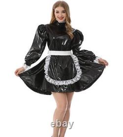 Adult Baby Sissy PVC Lockable Lantern sleeve Dress cosplay costume Tailor-made