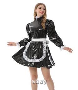 Adult Baby Sissy PVC Lockable Lantern sleeve Dress cosplay costume Tailor-made