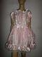 Adult Baby Sissy Pink Satin Dress 48 Frilly Hem Lace Curved Skirt Satin Bows