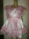 Adult Baby Sissy Pink Satin Organza Pretty Frilly Dress 44 Puffed Sleeves