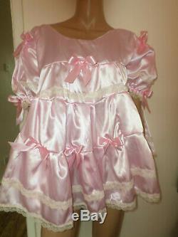 PANTIES  SIZE SMALL FRILLY WHITE SATIN ORGANZA ADULT BABY DOLL SISSY  NIGHTIE 