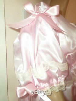 Adult Baby Sissy Pink Satin Pretty Frilly Baby Doll Dress 42 And Panties