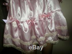 Adult Baby Sissy Pink Satin Pretty Frilly Baby Doll Dress 42 And Panties