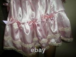 Adult Baby Sissy Pink Satin Pretty Frilly Baby Doll Dress 46 Chest 26 Long