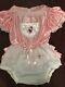 Adult Baby Sissy Pink Satin Waterproof Romper /playsuit Up To 46 Chest Lockable