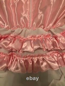 Adult Baby Sissy Pink Satin Waterproof Romper /Playsuit up to 46 Chest Lockable