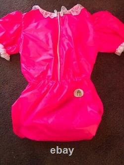 Adult Baby Sissy Pink Waterproof Romper /Playsuit up to 42 Chest Lockable