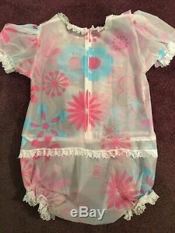 Adult Baby Sissy Pink and Blue Waterproof Romper / Playsuit up to 40 Chest