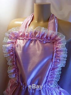 Adult Baby Sissy Satin Ruffle Bum Romper Dungeries Sunsuit Fancydress