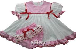 Adult Baby Sissy Simply PINK Square Collar Dress Set Binkies n Bows