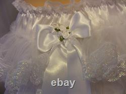 Adult Baby Sissy White Satin Frilly Bum Diaper Cover Panties Fancydress Cosplay