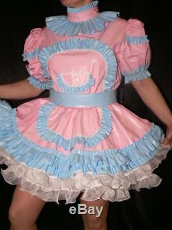 Adult Baby Sissy Zofe pvc dress&sewn in diaper pantykleid & Spreizhose AB ABDL
