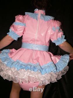 Adult Baby Sissy Zofe pvc dress&sewn in diaper pantykleid & Spreizhose AB ABDL