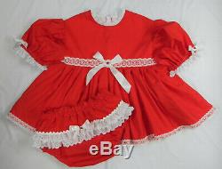 Adult Baby Sissy abdl Littles WYSIWYG RED HOLIDAY Dress Set Ready to SHIP