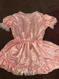 Adult Baby Sissy dress Pink satin hello kitty dress up to 52chest