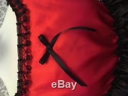 Adult Baby abdl Sissy satin Romper lace fancy cosplay sexy red black suspenders