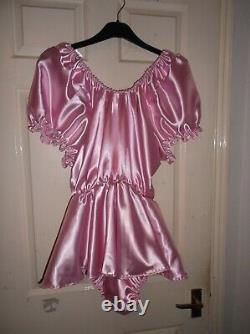 Adult Babysmaidssissyunisex Gorgeous Double Layer Satin Romper With Skirt