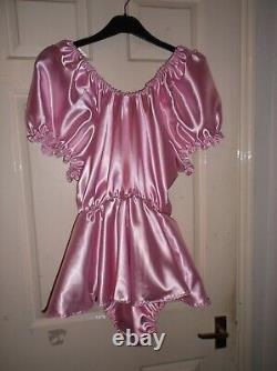 Adult Babysmaidssissyunisex Gorgeous Double Layer Satin Romper With Skirt