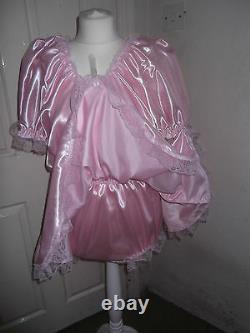 Adult Babysmaidssissyunisex Gorgeous Double Satin & Lace Romper With Skirt